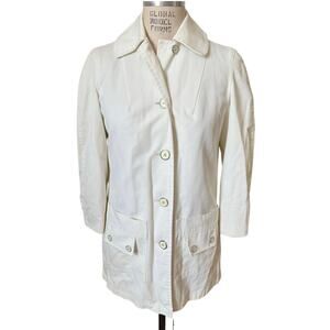 Vintage 70s Bertram Cream Short Trench Coat with Removable Lining Size Medium